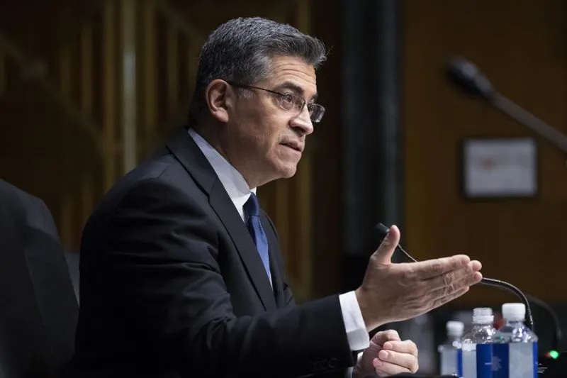 NOMINACIÓN. Fotografía del 24 de febrero de 2021 de Xavier Becerra durante la audiencia del Comité de Finanzas del Senado. |